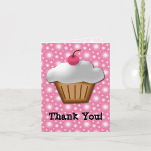 Tarjeta De Agradecimiento Pastel con cerezo rosa arriba