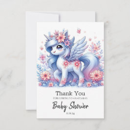 Tarjeta De Agradecimiento Pastel Cute Unicorn Baby Shower