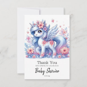 Tarjeta De Agradecimiento Pastel Cute Unicorn Baby Shower