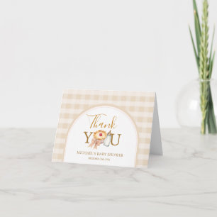 Tarjeta De Agradecimiento Pastel Cutie Pie Gingham Otoño Baby Shower Doble