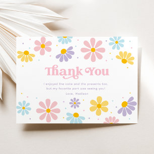 Tarjeta De Agradecimiento Pastel Daisy Flower Cumpleaños