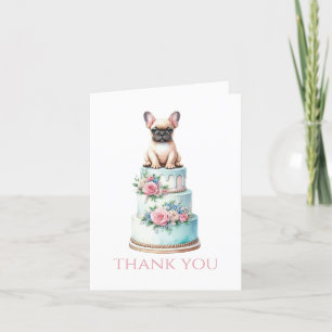 Tarjeta De Agradecimiento Pastel de Boda de Bulldog francés