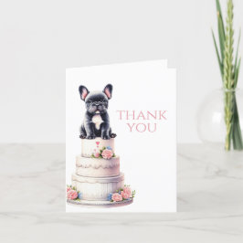 Tarjeta De Agradecimiento Pastel de Boda de Bulldog francés