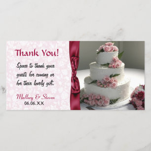 Tarjeta De Agradecimiento Pastel de Boda rosa rosa