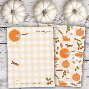 Tarjeta De Agradecimiento Pastel de Calabaza Otoño Día de Acción de Gracias 