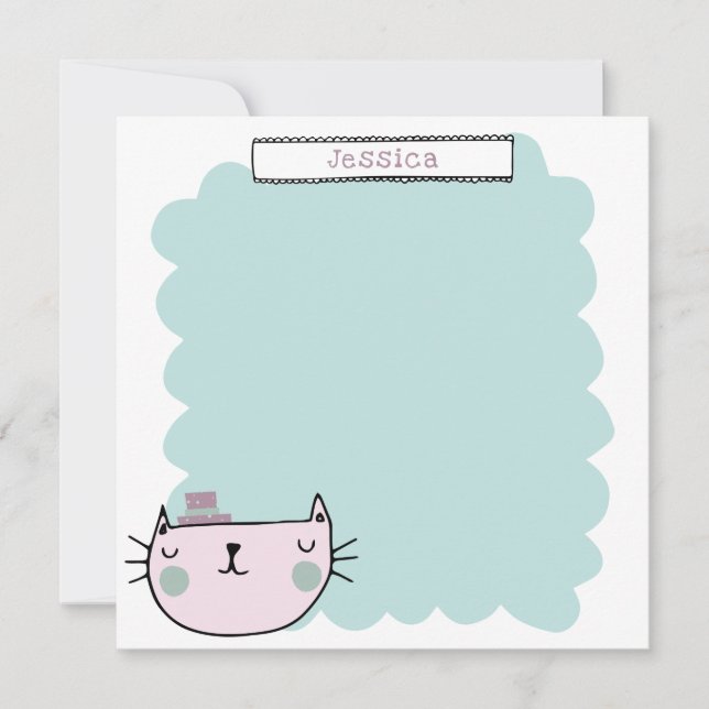 Tarjeta De Agradecimiento Pastel de gato Verde azulado Lilac personalizado (Anverso)
