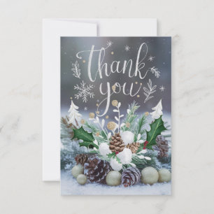 Tarjeta De Agradecimiento Pastel de Nieve Feliz Fiestas