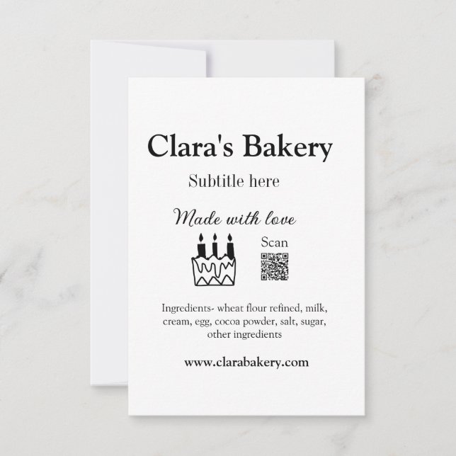 Tarjeta De Agradecimiento Pastel de panadería agregar ingredientes hechos co (Anverso)