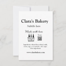 Tarjeta De Agradecimiento Pastel de panadería agregar ingredientes hechos co