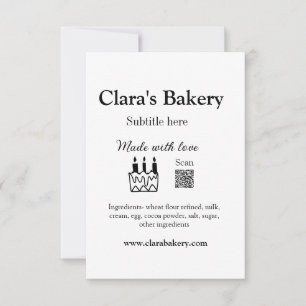 Tarjeta De Agradecimiento Pastel de panadería agregar ingredientes hechos co