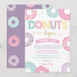 Tarjeta De Agradecimiento Pastel Donuts y Diapers Doughnut Baby Shower