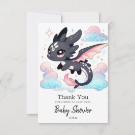 Tarjeta De Agradecimiento Pastel Dragon Baby Shower