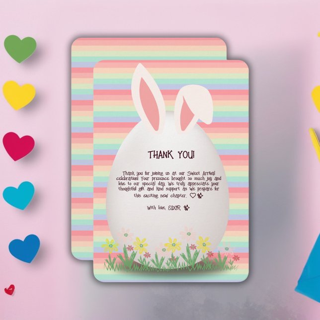 Tarjeta De Agradecimiento Pastel Easter Egg Bunny Baby Shower (Subido por el creador)