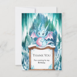 Tarjeta De Agradecimiento Pastel Encantado Dragón Cumpleaños