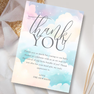 Tarjeta De Agradecimiento Pastel Estamos en Cloud Nueve Baby Shower