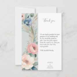 Tarjeta De Agradecimiento Pastel Floral Elegance Boda