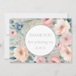 Tarjeta De Agradecimiento Pastel Floral Elegance Boda