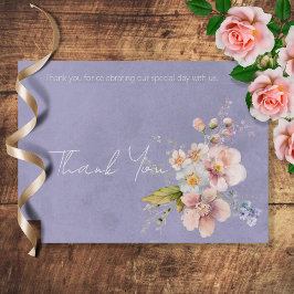 Tarjeta De Agradecimiento Pastel Floral Moderno Boda Púrpura Gracias