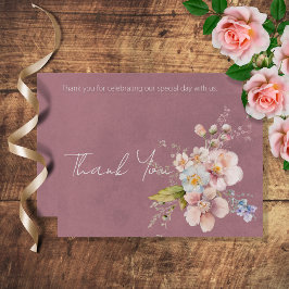 Tarjeta De Agradecimiento Pastel Floral Moderno Boda Rosa Gracias