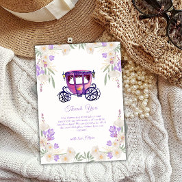 Tarjeta De Agradecimiento Pastel Floral Princess Carriage Girl Baby Shower