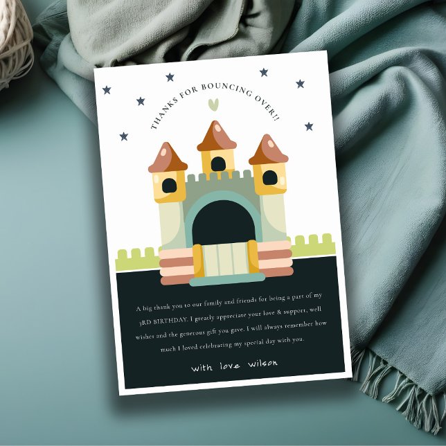 Tarjeta De Agradecimiento Pastel Jumping Castle Saltar y Jugar Niños Cumplea (Subido por el creador)