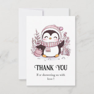 Tarjeta De Agradecimiento Pastel Magical Penguin Baby Shower