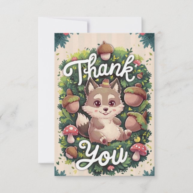 Tarjeta De Agradecimiento Pastel Magical Wolf (Anverso)
