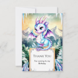 Tarjeta De Agradecimiento Pastel Majestuoso Cumpleaños Dragón Bonito