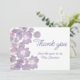 Tarjeta De Agradecimiento Pastel mauve morado rubor floral acuarela