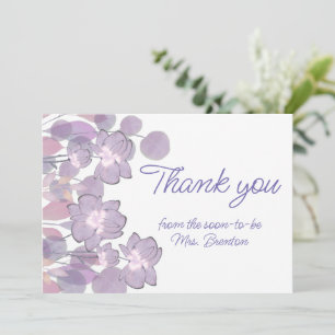 Tarjeta De Agradecimiento Pastel mauve morado rubor floral acuarela