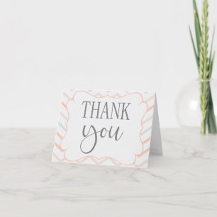 Tarjeta De Agradecimiento Pastel Peach y Gray Zig Zag