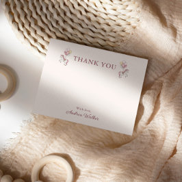 Tarjeta De Agradecimiento Pastel Pink Cute Carousel Girl Baby Shower