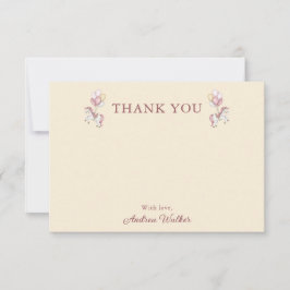 Tarjeta De Agradecimiento Pastel Pink Cute Carousel Girl Baby Shower