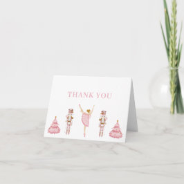 Tarjeta De Agradecimiento Pastel Pink Nutcracker Baby Shower Thank You Card