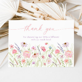 Tarjeta De Agradecimiento Pastel Pink Wildflower Meadow Baby Shower