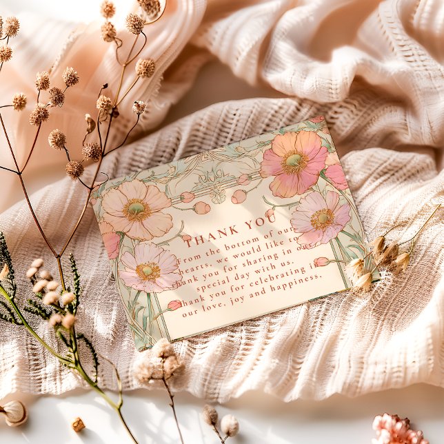Tarjeta De Agradecimiento Pastel Poppy Garden Wedding (Subido por el creador)