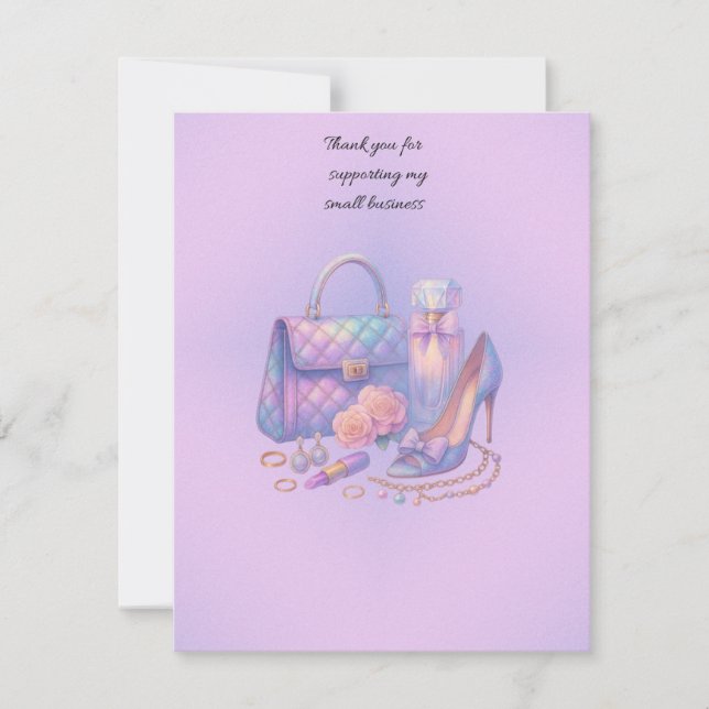 Tarjeta De Agradecimiento Pastel Rainbow Glam Boutique Thank You Card (Anverso)