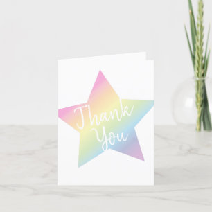 Tarjeta De Agradecimiento Pastel Rainbow Stars Baby Shower Simple Moderno