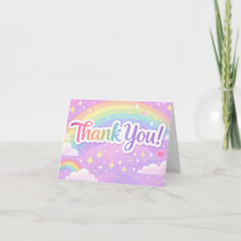 Tarjeta De Agradecimiento Pastel Rainbow Thank You Card – Cute Appreciation 
