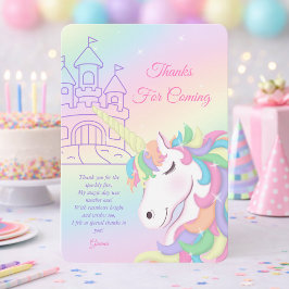 Tarjeta De Agradecimiento Pastel Rainbow Unicorn Magical Birthday
