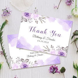 Tarjeta De Agradecimiento Pastel romántico Morado Floral acuarela