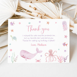Tarjeta De Agradecimiento Pastel rosa bajo el mar Cumpleaños