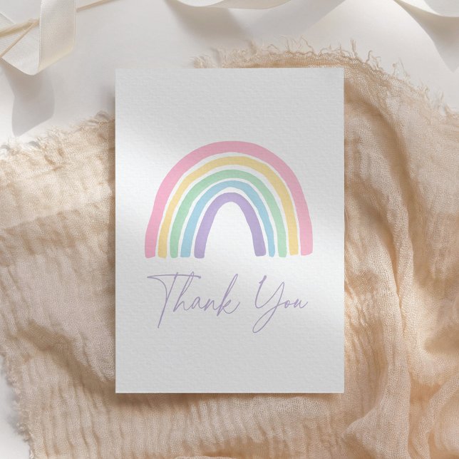 Tarjeta De Agradecimiento Pastel Rosa Boho Rainbow Baby Shower (Subido por el creador)