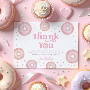 Tarjeta De Agradecimiento Pastel rosa Donut Sprinkle Cumpleaños
