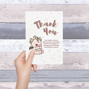 Tarjeta De Agradecimiento Pastel rosa dulce bebé dragón