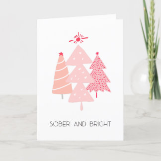 Tarjeta De Agradecimiento Pastel rosa Sobrio y brillante árbol de Navidad