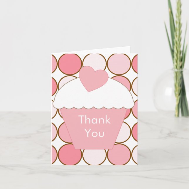 Tarjeta De Agradecimiento Pastel rosa y puntos (Anverso)
