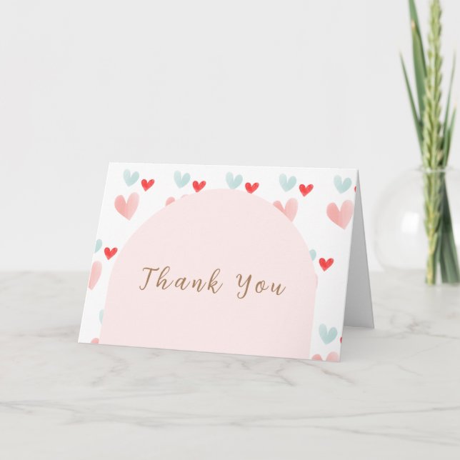 Tarjeta De Agradecimiento Pastel SCariño Arch Valentines Baby Shower (Anverso)