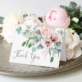 Tarjeta De Agradecimiento Pastel suave y eucalipto Gracias