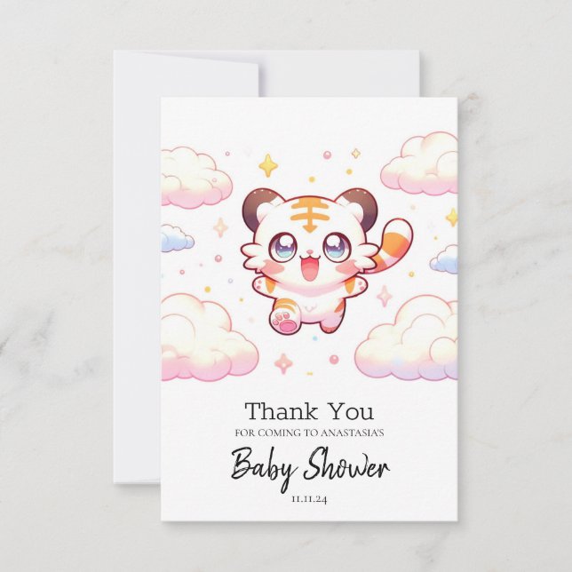 Tarjeta De Agradecimiento Pastel Tiger Baby Shower (Anverso)